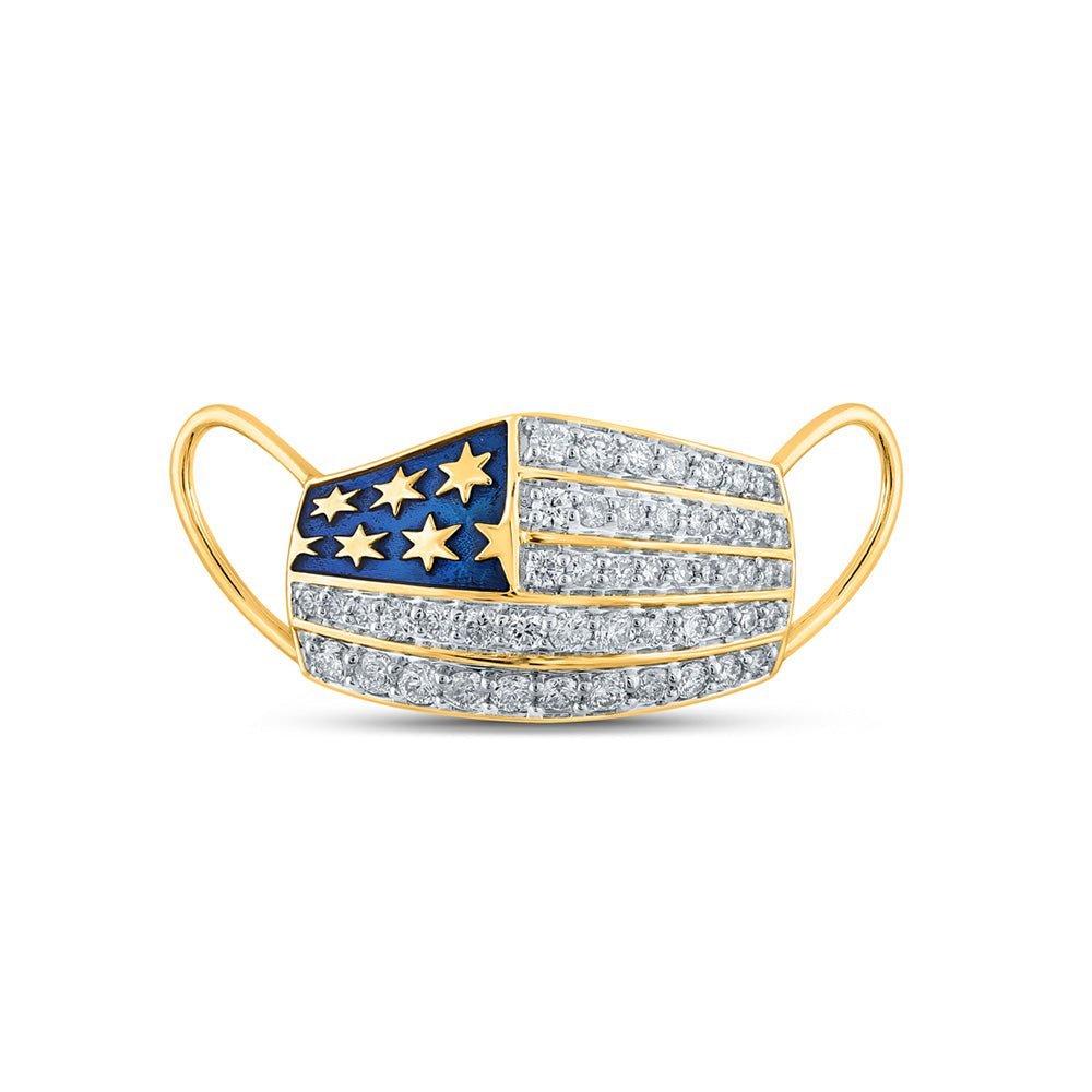 10kt Yellow Gold Men's Round Diamond Flag Mask Charm Pendant 5/8 Cttw - A Dazzling Statement of Style - Splendid Jewellery