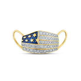 10kt Yellow Gold Men's Round Diamond Flag Mask Charm Pendant 5/8 Cttw - A Dazzling Statement of Style - Splendid Jewellery
