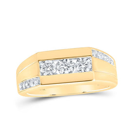 10kt Yellow Gold Men's Round Diamond Flat Top Band Ring 1 Cttw | Exquisite Jewellery - Splendid Jewellery