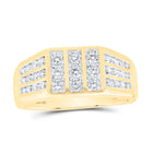 10kt Yellow Gold Mens Round Diamond Flat - top Band Ring 1 Cttw | Luxurious Elegance Men's Ring - Splendid Jewellery