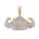 10kt Yellow Gold Men's Round Diamond Flex Trap House Charm Pendant - 1 - 1/2 Cttw | Splendid Jewellery - Splendid Jewellery