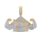 10kt Yellow Gold Men's Round Diamond Flex Trap House Charm Pendant - 1 - 1/2 Cttw | Splendid Jewellery - Splendid Jewellery