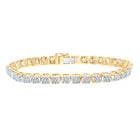 10kt Yellow Gold Men's Round Diamond Flower Cluster Tennis Bracelet - 3 Cttw | Splendid Jewellery - Splendid Jewellery
