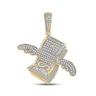 10kt Yellow Gold Men's Round Diamond Flying Dollar Money Charm Pendant 1/2 Cttw - Luxurious Wealth Pendant - Splendid Jewellery