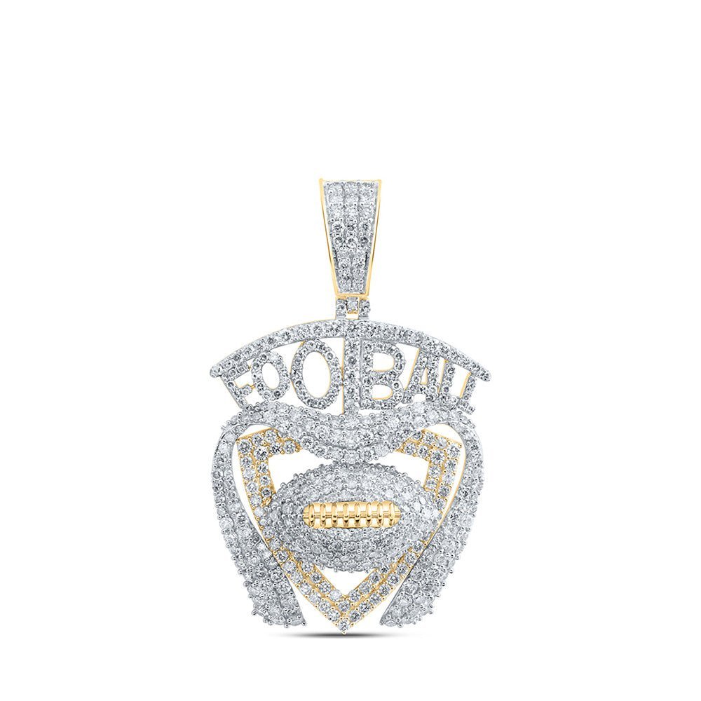 10kt Yellow Gold Men's Round Diamond Football Charm Pendant - 3 - 7/8 Cttw | Splendid Jewellery - Splendid Jewellery