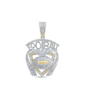 10kt Yellow Gold Men's Round Diamond Football Charm Pendant - 3 - 7/8 Cttw | Splendid Jewellery - Splendid Jewellery
