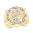 10kt Yellow Gold Men's Round Diamond Football Circle Ring - 5/8 Cttw | Splendid Jewellery - Splendid Jewellery