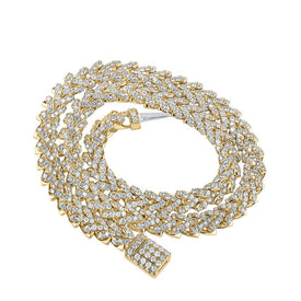10kt Yellow Gold Men's Round Diamond Franco Link Chain Necklace - Captivating Brilliance - Splendid Jewellery