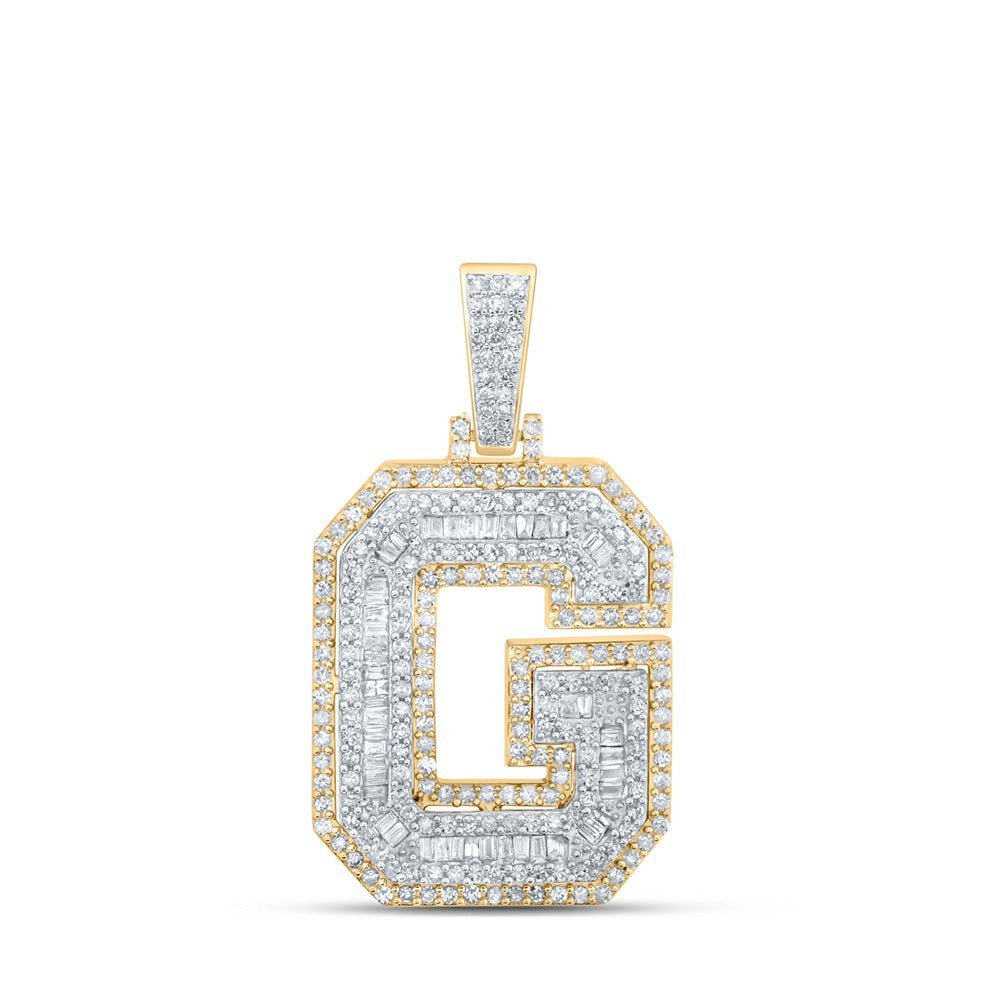 10kt Yellow Gold Men's Round Diamond G Initial Letter Charm Pendant 1 Cttw - Stylish and Sparkling Diamond Charm Pendant for Men - Splendid Jewellery