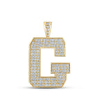 10kt Yellow Gold Men's Round Diamond G Initial Letter Charm Pendant - 2 - 1/3 Cttw - Splendid Jewellery
