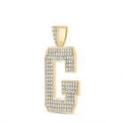 10kt Yellow Gold Men's Round Diamond G Initial Letter Charm Pendant - 2 - 1/3 Cttw - Splendid Jewellery