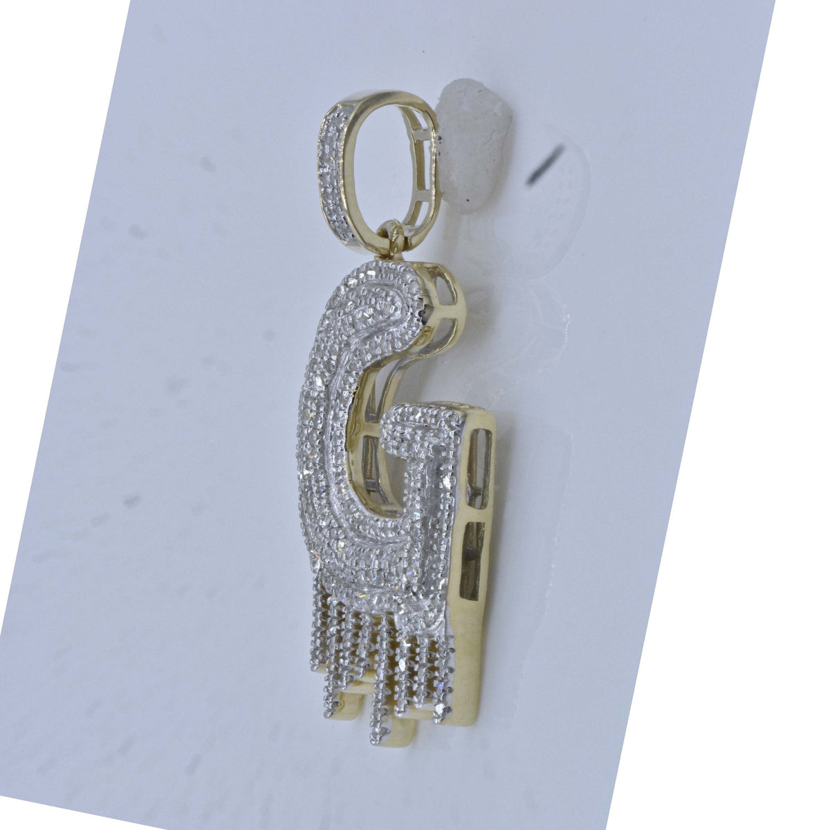 10kt Yellow Gold Men's Round Diamond G Letter Charm Pendant - Captivating Brilliance - Splendid Jewellery