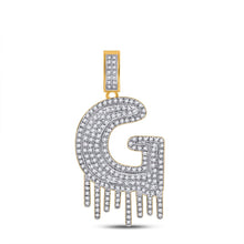Load image into Gallery viewer, 10kt Yellow Gold Men&#39;s Round Diamond G Letter Charm Pendant - Captivating Brilliance product  Top View from Splendid Jewellery