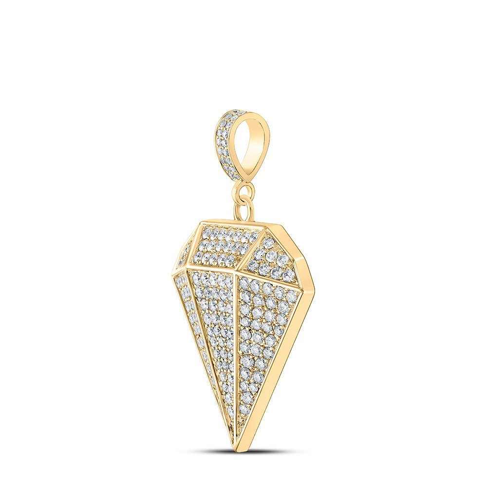 10kt Yellow Gold Men's Round Diamond Gem Shape Charm Pendant - Captivating Brilliance - Splendid Jewellery