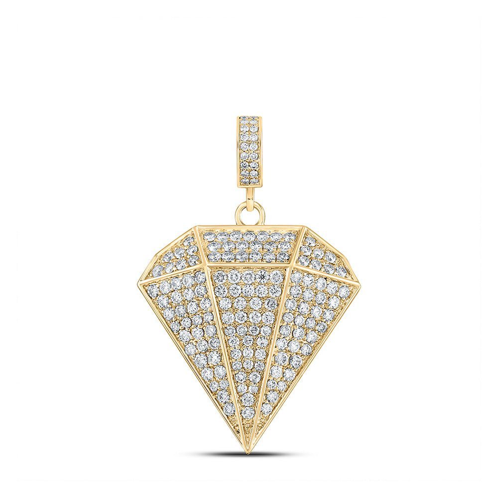 10kt Yellow Gold Men's Round Diamond Gem Shape Charm Pendant - Captivating Brilliance - Splendid Jewellery
