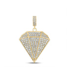 10kt Yellow Gold Men's Round Diamond Gem Shape Charm Pendant - Captivating Brilliance - Splendid Jewellery