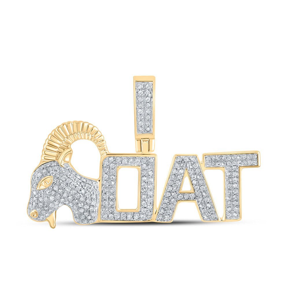 10kt Yellow Gold Mens Round Diamond Goat Charm Pendant 1/2 Cttw - A Majestic Symbol of Strength and Style - Splendid Jewellery