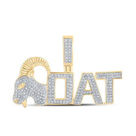 10kt Yellow Gold Mens Round Diamond Goat Charm Pendant 1/2 Cttw - A Majestic Symbol of Strength and Style - Splendid Jewellery