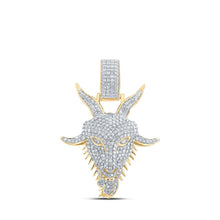 Load image into Gallery viewer, 10kt Yellow Gold Men's Round Diamond Goat Face Charm Pendant - 1 - 1/2 Cttw - Splendid Jewellery
