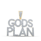 10kt Yellow Gold Men's Round Diamond "God's Plan" Charm Pendant - 1 Cttw - Splendid Jewellery