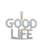 10kt Yellow Gold Men's Round Diamond Good Life Charm Pendant - 1 Cttw - Splendid Jewellery