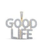 10kt Yellow Gold Men's Round Diamond Good Life Charm Pendant - 1 Cttw - Splendid Jewellery