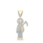 10kt Yellow Gold Men's Round Diamond Grim Reaper Charm Pendant - 1-1/5 Cttw product  Top View from Splendid Jewellery