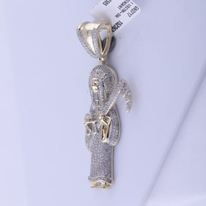 10kt Yellow Gold Men's Round Diamond Grim Reaper Charm Pendant - 1 - 1/5 Cttw - Splendid Jewellery