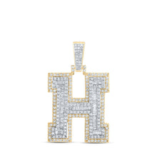 Load image into Gallery viewer, 10kt Yellow Gold Men's Round Diamond H Initial Letter Charm Pendant - 1 - 1/5 Cttw - Splendid Jewellery
