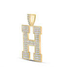 10kt Yellow Gold Men's Round Diamond H Initial Letter Charm Pendant - 2 - 1/3 Cttw - Splendid Jewellery
