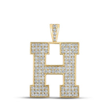 Load image into Gallery viewer, 10kt Yellow Gold Men's Round Diamond H Initial Letter Charm Pendant - 2 - 1/3 Cttw - Splendid Jewellery
