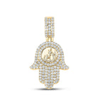 10kt Yellow Gold Men's Round Diamond Hamsa Allah Charm Pendant - 3 Cttw | Splendid Jewellery - Splendid Jewellery