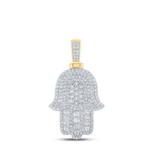 Load image into Gallery viewer, 10kt Yellow Gold Men's Round Diamond Hamsa Charm Pendant - 1 Cttw | Splendid Jewellery - Splendid Jewellery