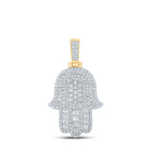 10kt Yellow Gold Men's Round Diamond Hamsa Charm Pendant - 1 Cttw | Splendid Jewellery - Splendid Jewellery