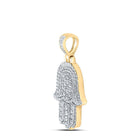 10kt Yellow Gold Men's Round Diamond Hamsa Charm Pendant - 1 Cttw | Splendid Jewellery - Splendid Jewellery