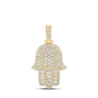 10kt Yellow Gold Men's Round Diamond Hamsa Charm Pendant - 2 Cttw | Exquisite Jewellery - Splendid Jewellery