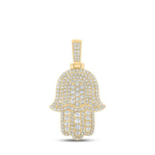 Load image into Gallery viewer, 10kt Yellow Gold Men's Round Diamond Hamsa Charm Pendant - 2 Cttw | Exquisite Jewellery - Splendid Jewellery