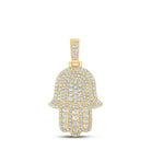 10kt Yellow Gold Men's Round Diamond Hamsa Charm Pendant - 2 Cttw | Splendid Jewellery - Splendid Jewellery