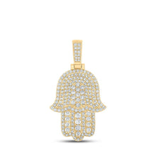 Load image into Gallery viewer, 10kt Yellow Gold Men's Round Diamond Hamsa Charm Pendant - 2 Cttw | Splendid Jewellery - Splendid Jewellery