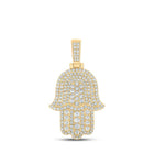 10kt Yellow Gold Men's Round Diamond Hamsa Charm Pendant - 2 Cttw | Splendid Jewellery - Splendid Jewellery