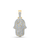 10kt Yellow Gold Men's Round Diamond Hamsa Charm Pendant - A Dazzling Statement Piece - Splendid Jewellery