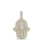 10kt Yellow Gold Men's Round Diamond Hamsa Charm Pendant - A Stunning Statement of Style and Spirituality - Splendid Jewellery