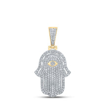 Load image into Gallery viewer, 10kt Yellow Gold Men's Round Diamond Hamsa Charm Pendant - Exquisite Brilliance - Splendid Jewellery