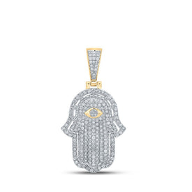 10kt Yellow Gold Men's Round Diamond Hamsa Charm Pendant - Exquisite Brilliance - Splendid Jewellery