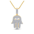 10kt Yellow Gold Men's Round Diamond Hamsa Hand Charm Pendant - 1 Cttw | Splendid Jewellery - Splendid Jewellery