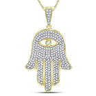 10kt Yellow Gold Men's Round Diamond Hamsa Hand Eye Fatima Charm Pendant - 1 Cttw | Splendid Jewellery product  Top View from Splendid Jewellery