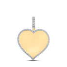 10kt Yellow Gold Men's Round Diamond Heart Memory Charm Pendant 1/5 Cttw - Captivating Men's Jewelry Piece - Splendid Jewellery