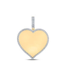 Load image into Gallery viewer, 10kt Yellow Gold Men's Round Diamond Heart Memory Charm Pendant 1/5 Cttw - Captivating Men's Jewelry Piece - Splendid Jewellery