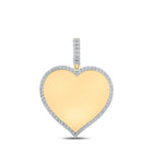 10kt Yellow Gold Men's Round Diamond Heart Memory Charm Pendant 1/5 Cttw - Captivating Men's Jewelry Piece - Splendid Jewellery