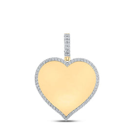 10kt Yellow Gold Men's Round Diamond Heart Memory Charm Pendant 1/5 Cttw - Captivating Men's Jewelry Piece - Splendid Jewellery